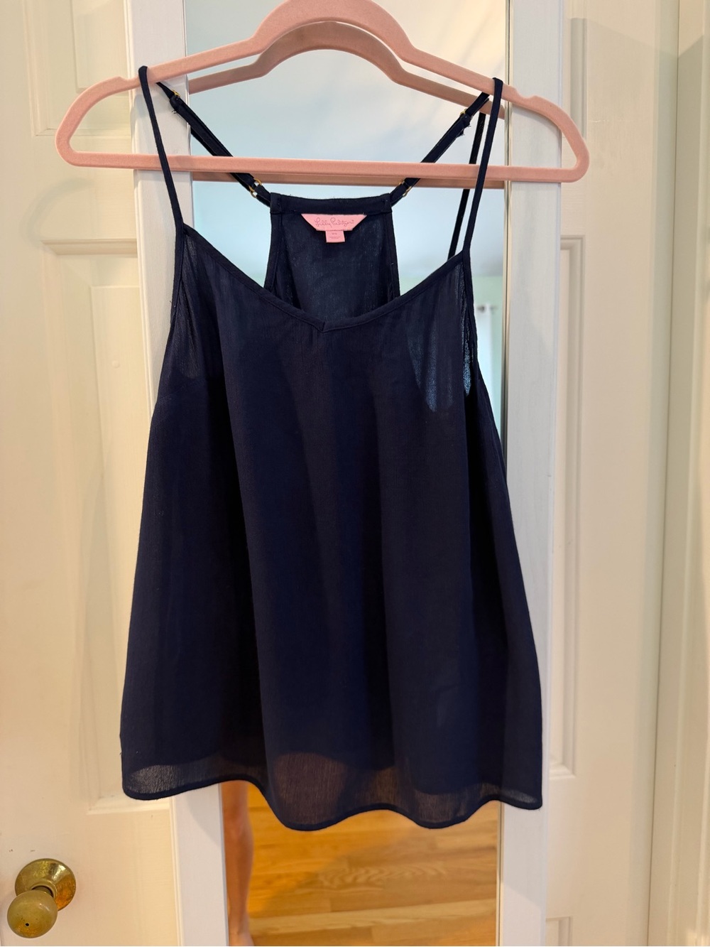 Lilly Pulitzer Lightweight Gauzy Navy Spaghetti Strap Tank Top